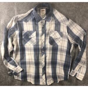 Levi Strauss Vintage Retro Pearl Snap Men Western Long Sleeve Shirt 3XL Blue